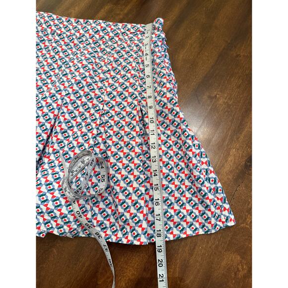 Maeve Anthropologie Women’s Pleated Red Blue Green Geometric Mini Skirt Size 12 - Picture 8 of 9